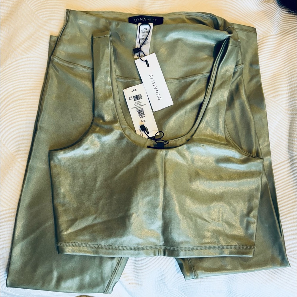 DYNAMITE : Co Ord Legging & Bralette Set : Size Small : Color, SeaGrass : NWT
